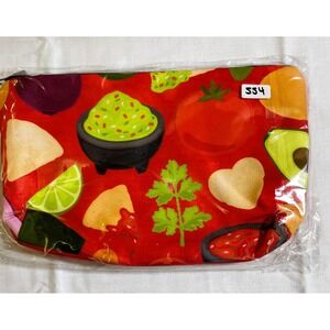 The Pouch Cosmetic Bag Unisex OS‎ Red New Tacos Guacamole Food Print Zippered